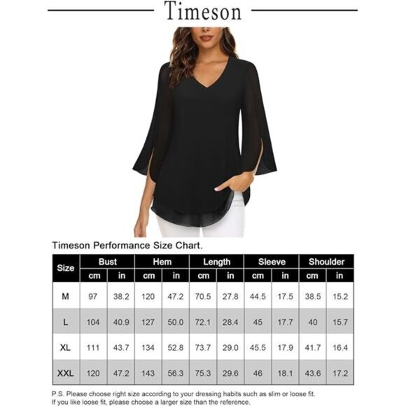 Women's Sleeve Floral Blouse – Double Layer V-Neck Dressy Tunic Top - Picture 7 of 8